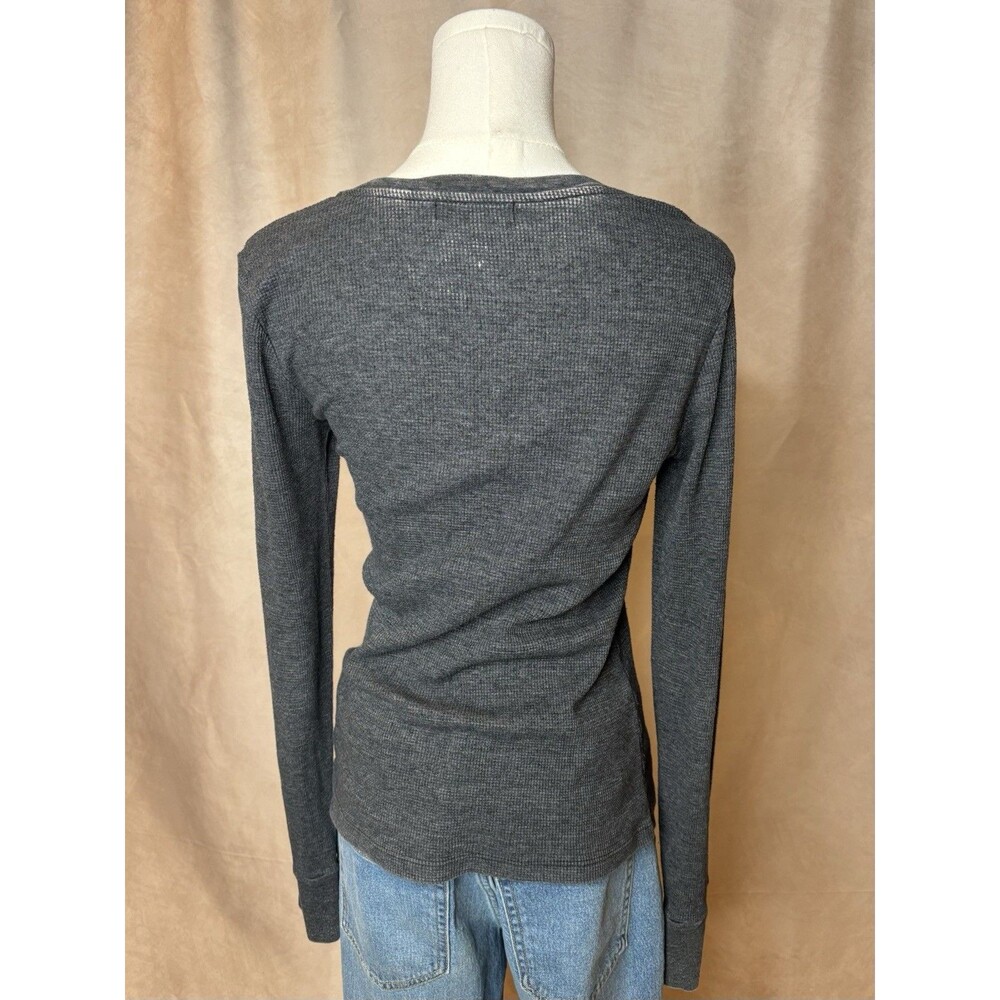 Michael Stars gray waffle long sleeve fade thermal top M - Picture 2 of 4